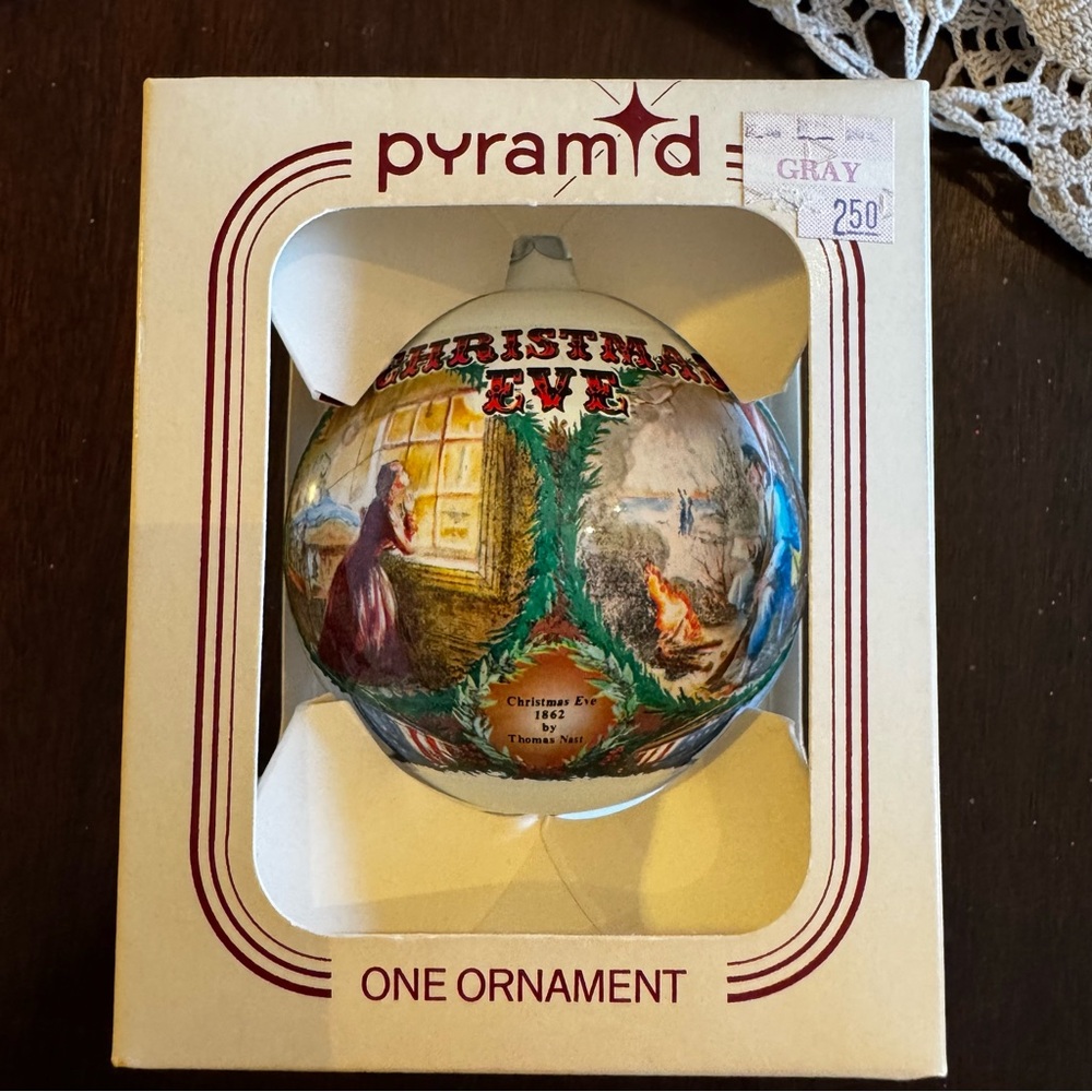 CHRISTMAS EVE THOMAS NAST Vintage Round Christmas Tree Ornament Civil War 1862